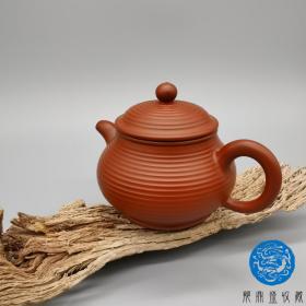 螺旋纹朱泥手工精品紫砂壶宜兴原矿素面规制名家大师工艺茶具喝茶