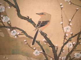 花雀日本回流字画书房中堂民清茶室挂轴真迹肉笔书法画收藏