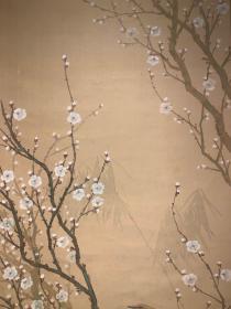 花雀日本回流字画书房中堂民清茶室挂轴真迹肉笔书法画收藏