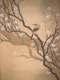 花雀日本回流字画书房中堂民清茶室挂轴真迹肉笔书法画收藏
