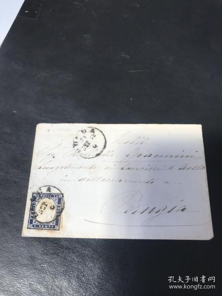 1860年代意大利古典邮票实寄封 倒贴国王无齿邮票 多戳 保存很好了 极少见