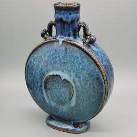 大清康熙年制款抱月瓶钧瓷单色釉包浆洪厚自然民间收藏