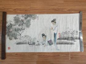 著名画家中国美协会员石川(朱德馨)先生人物画《红豆吟》