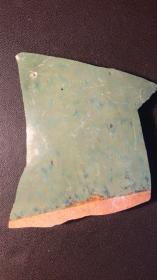 石湾窑瓷片（2）---清早期石湾窑外绿釉里黄釉容器瓷片（北京城区地下出土）