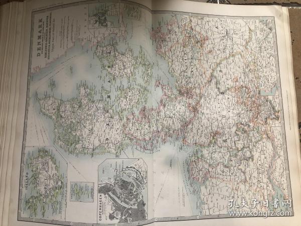 1910年 丹麦地图 精美地图 62cm*50cm