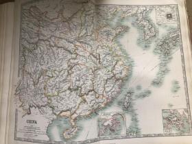 1908年 中国地图 精美大地图 62cm*50cm