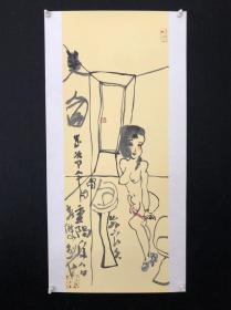 山東省著名画家【李英杰】老师，新文人画系列，【美人图】裱片，画芯25*66㎝