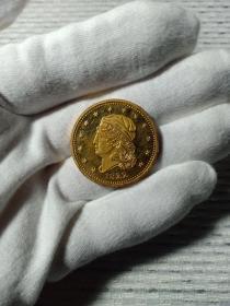 美国金币臆造品 镀金铜币 5美元 飞鹰金币 1822年 直径30mm 复制品 赠钱币保护盒