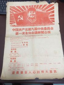中国共产党第九届中央委员会第一全体会议新闻公报