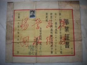 1956年【公安学院-人民防空系】毕业证书！院长；罗瑞卿！副院长；周仲英、张德含！品如图，47/39厘米