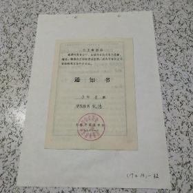 1976年长春市第五中学通知单一张