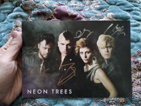 【签名照】美国摇滚乐队霓虹树（NEON TREES）四人共同签名照片