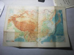 1953年俄文原版地图一张 中国   38*25厘米