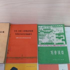 智力ABC～十一届三中全会以来重妾文献简编，全党，全国工人阶级动员起来为普了人大庆式企业而奋斗，写作浅谈，十年奇冤录，想入非非者解忧小锦襄，不是冤家不聚头，法家人物故事新编。老版书品相好，有一定收藏价值。希望广大书友珍藏