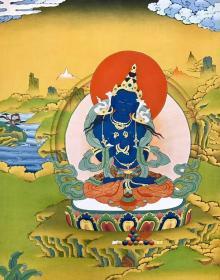 【勉唐‮传派‬承人作品】收‮级藏‬作品《金刚持》有收藏证书[爱心]藏布材质，纯矿‮颜物‬料、纯金绘制