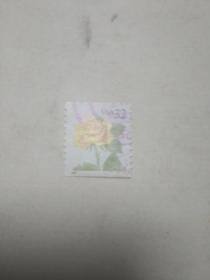 外国小邮票 黄玫瑰图案.