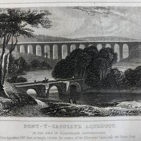「庞西西尔渡槽」1860年大不列颠奇景钢版画 尺寸24*15厘米 /DEWD106