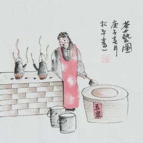 中国画院研究会会员、雅园书画院主任、一级画师张松平《老北京人物画》R1163