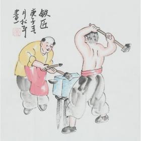 中国画院研究会会员、雅园书画院主任、一级画师张松平《老北京人物画》R1190