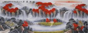 杨炳森小六尺山水国画 万山红遍 秋景 字画 手绘 有款 横