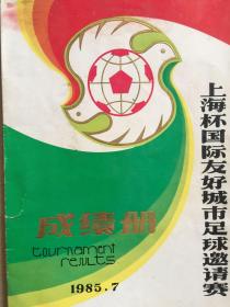 1985年上海杯国际友好城市足球邀请赛成绩册
