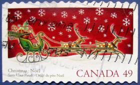 圣诞老人出行--加拿大邮票--早期外国动物邮票甩卖--实拍--包真--店内多