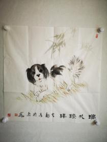 白俊龙画之瑞犬臻祥图