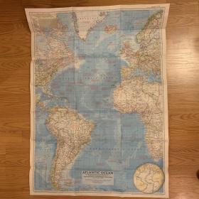 现货 特价national geographic美国国家地理地图1955年12月Atlantic Ocean大西洋