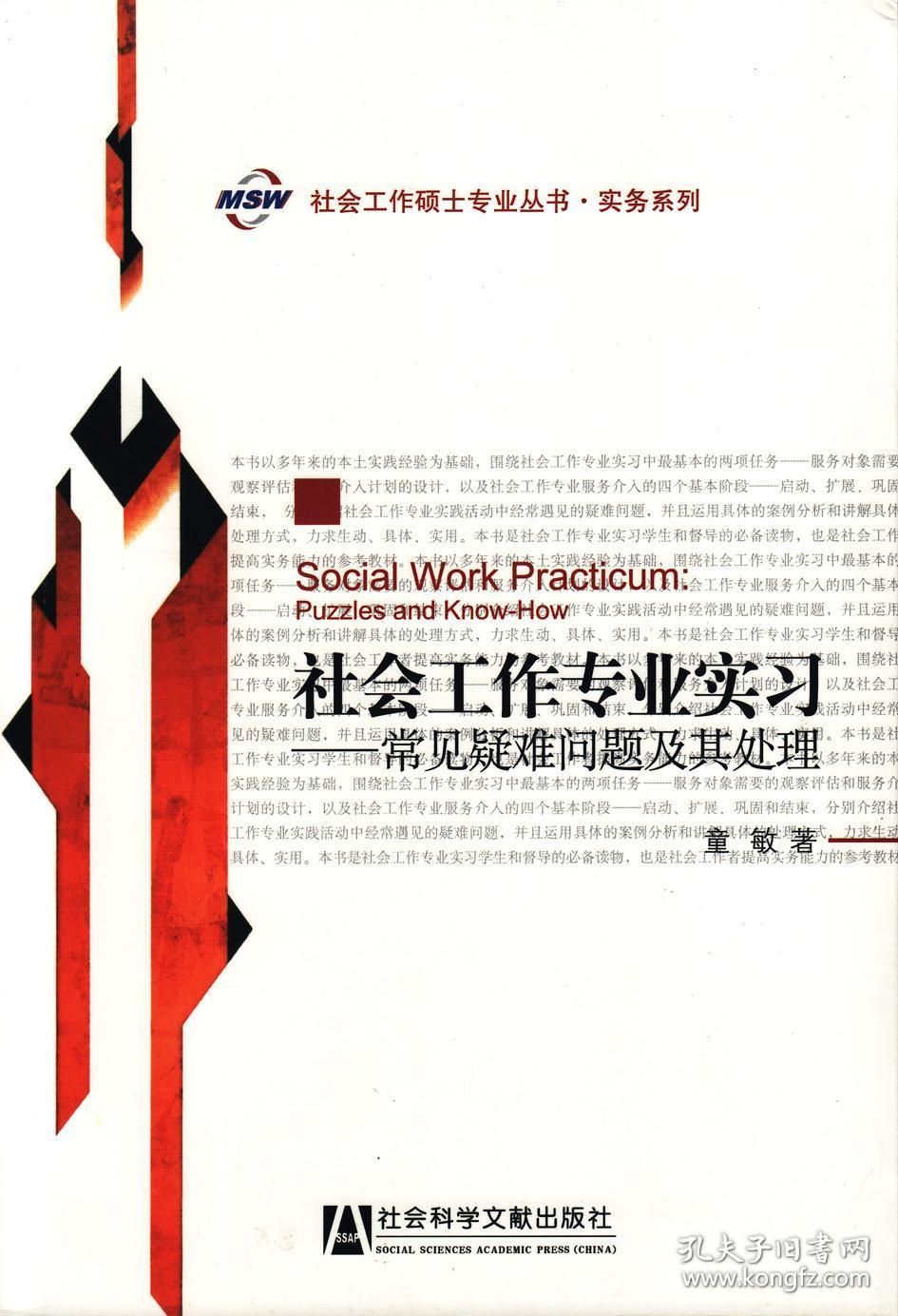 社会工作专业实习：常见疑难问题及其处理                   社会工作硕士专业丛书·实务系列                  童敏 著