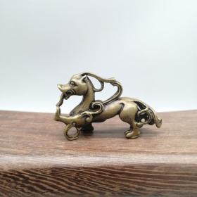 古玩收藏 铜笔架小摆件 纯铜 麒麟 工艺精湛