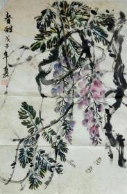 著名画家周洪精花鸟《春酣》