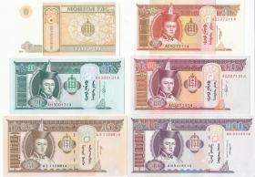 全新蒙古钱币6枚套（精美漂亮，每张都有成吉思汗头像水印）