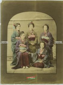 清代日本大幅上色蛋白照片--五年轻女子