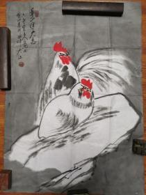 公鸡画 字画 国画 纯手绘 书画 条幅 作品