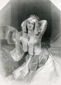 1859年莎士比亚女性人物雕刻版画《克里奥帕特拉》25×18厘米