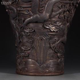 大清乾隆年制款 鎏银雕刻祥云龙纹梅瓶