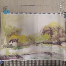 二幅水彩作品合售（美术院学生作品）