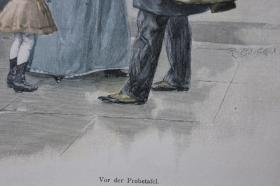 【现货 包邮】1890年小幅彩色版画《von der probetafel》（von der probetafel)尺寸如图所示（货号400626）