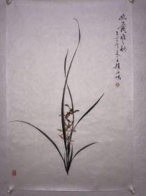 著名画家【霍春阳】大师入室弟子【赵海旭】三平尺，四尺开三作品【幽兰雅韵图】有视频合影，保真收藏！