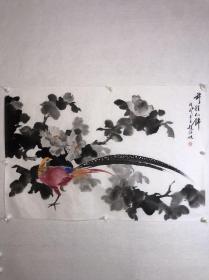 著名画家【霍春阳】大师入室弟子【赵海旭】三平尺，四尺开三作品【前程似锦图】有视频合影，保真收藏！