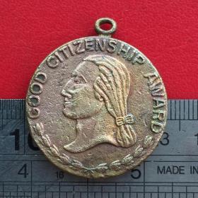 A949旧铜献给美国革命的女儿们优秀公民奖铜牌章挂件吊坠珍藏收藏