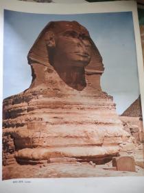 埃及雕刻狮身人面像印刷图画