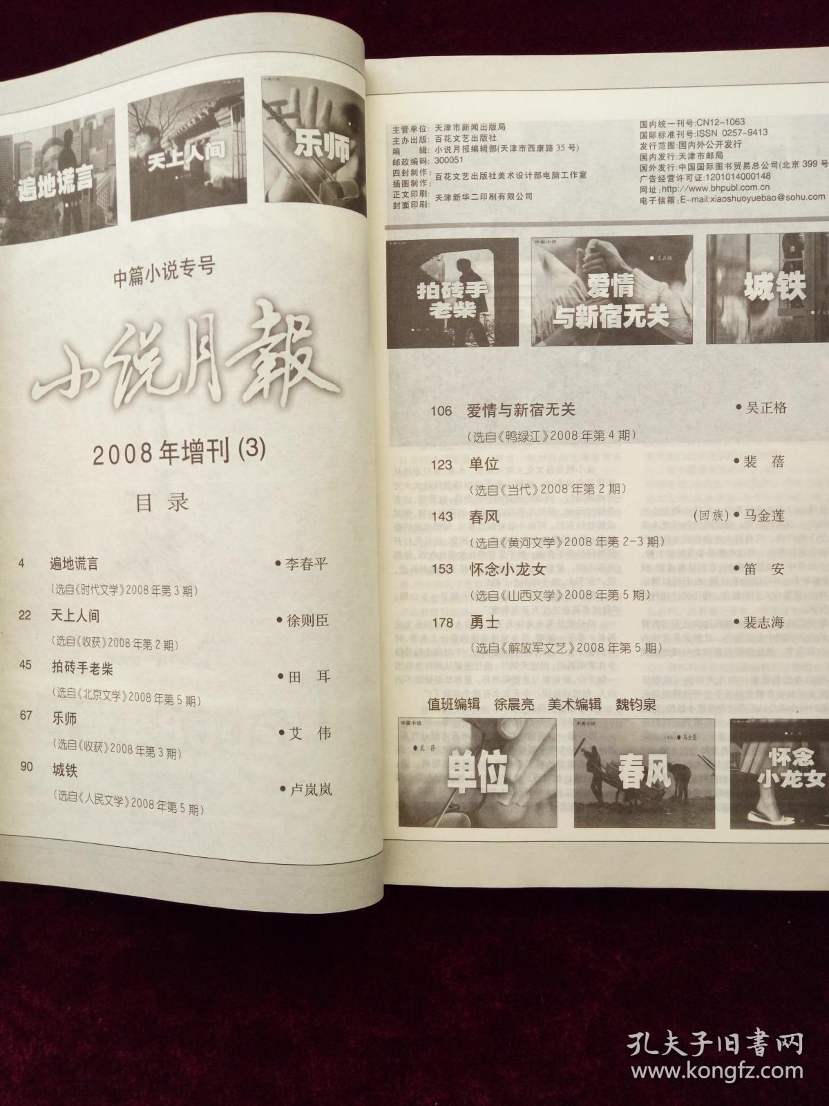 《小说月报 》2008年增刊 中篇小说专号（3）