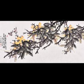 河北省美术家协会会员 刘老师《鸟疑金丹不敢啄 忍饥空向林间藏》HN11375。