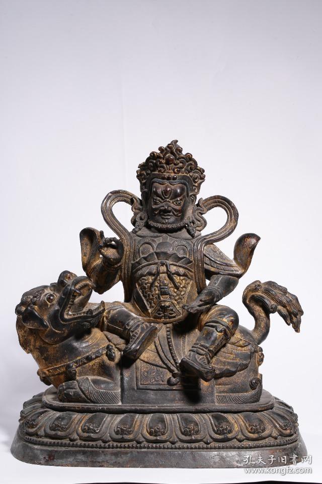 清代，铜漆金财宝天王坐像