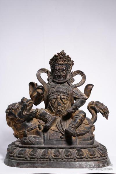 清代，铜漆金财宝天王坐像