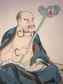 著名画家【溥儒】【罗汉图】立轴,纸本手绘,品相如圖老舊黃斑多,绫裱立轴。画芯32*65厘米 溥心畬[yú]（1896年9月2日—1963年11月18日），满族，原名爱新觉罗·溥儒，初字仲衡，改字心畬，自号羲皇上人、西山逸士，北京人，著名书画家、收藏家。为清恭亲王奕訢之孙。曾留学德国，笃嗜诗文、书画，皆有成就。画工山水、兼擅人物、花卉及书法，与张大千有“南张北溥”之誉，又与吴湖帆称南吴北溥 价格协商