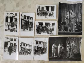 老照片：八十年代舞台表演的黑白照片   共9张合售     黑白照片箱00039-12