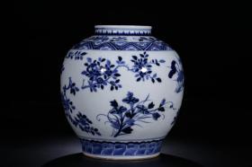 清代 青花花卉纹小罐