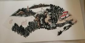 画家耿庆林老师手绘墨彩山水作品（卡纸画片35）尺寸66公分×33公分